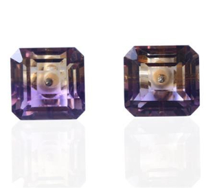 Asscher Purple Красочные прозрачные серьги из стерлингового серебра 925 пробы с золотым покрытием