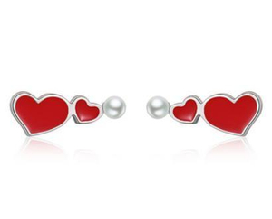 Red Love Earrings Серьги из стерлингового серебра 925 пробы с позолотой