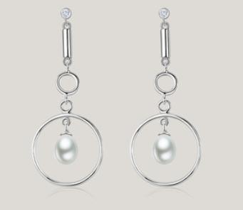 Подвеска Pearl 925 Sterling Silver Позолоченные круглые серьги