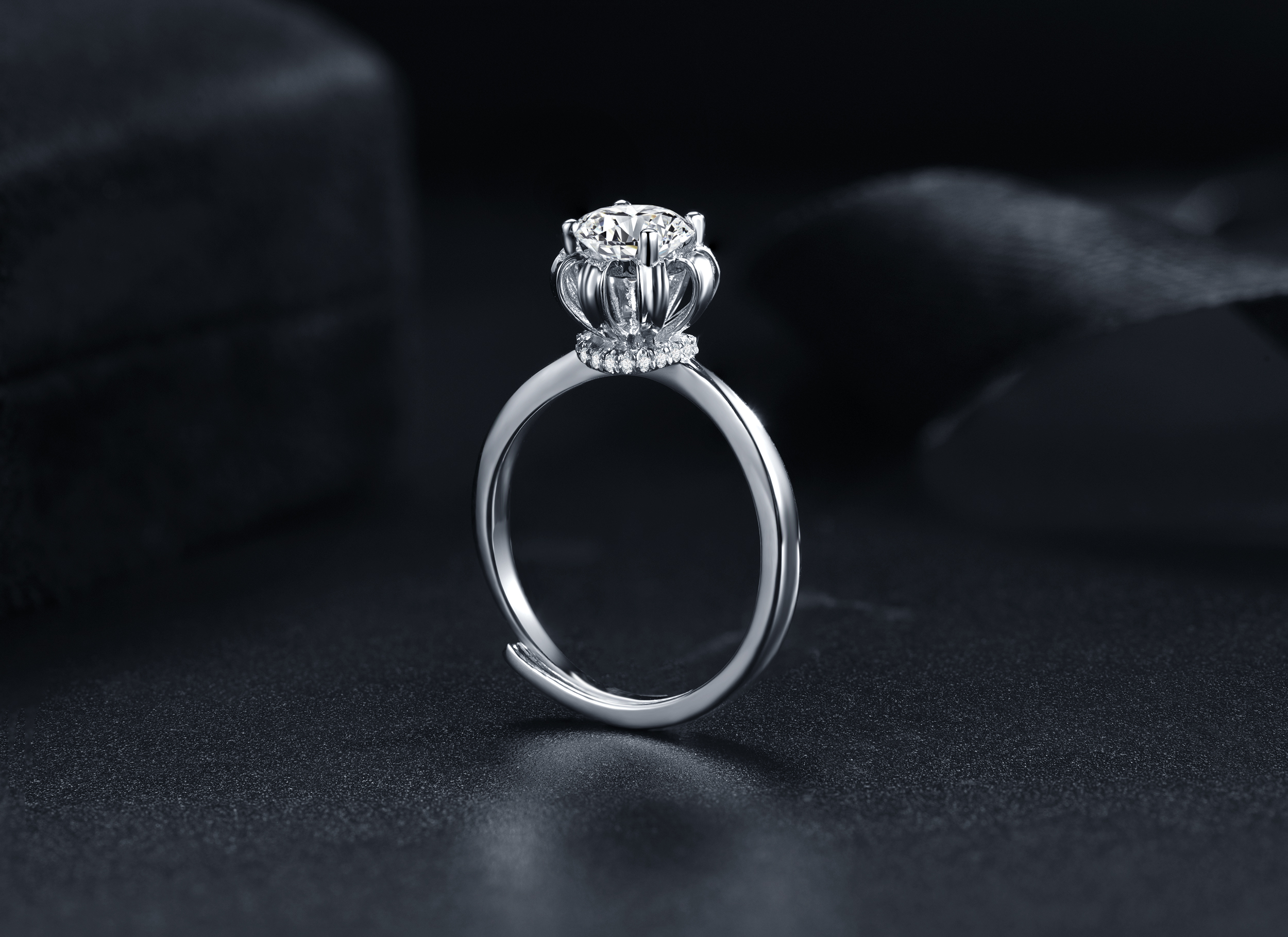 Поддержка кольца короны VVS Moissanite 925 Посеребренное платиновое кольцо