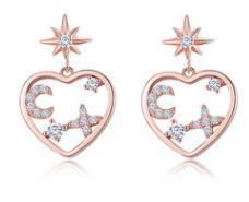 Серьги New Heart 925 Sterling Silver Серьги Star Moon Декоративные серьги