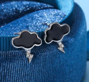 Серьги Weather Series из серебра 925 пробы с позолотой Little Dark Clouds