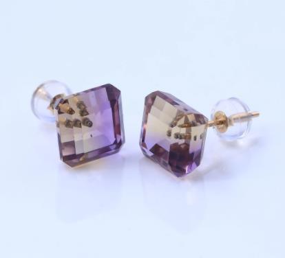 Asscher Purple Красочные прозрачные серьги из стерлингового серебра 925 пробы с золотым покрытием