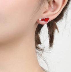 Red Love Earrings Серьги из стерлингового серебра 925 пробы с позолотой