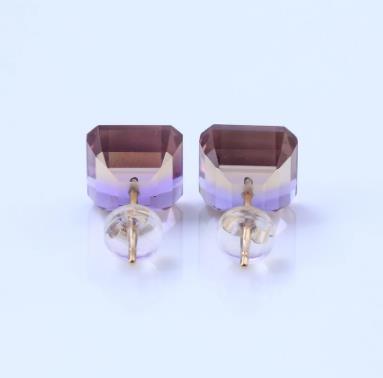 Asscher Purple Красочные прозрачные серьги из стерлингового серебра 925 пробы с золотым покрытием