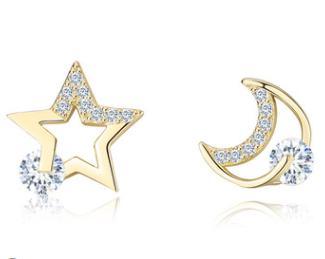 Серьги Night Sky Series из стерлингового серебра 925 пробы с позолотой Star Moon