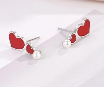 Red Love Earrings Серьги из стерлингового серебра 925 пробы с позолотой